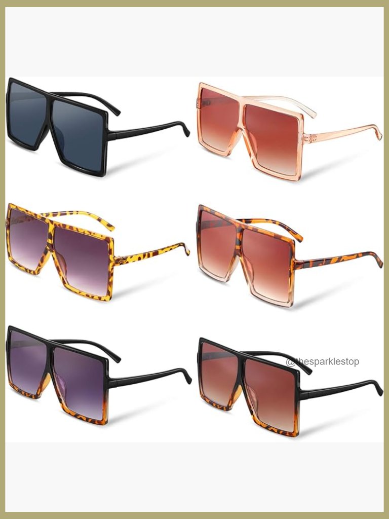 6 Oversized Square Sunglasses Shield Frame Polarized Acrylic Plastic